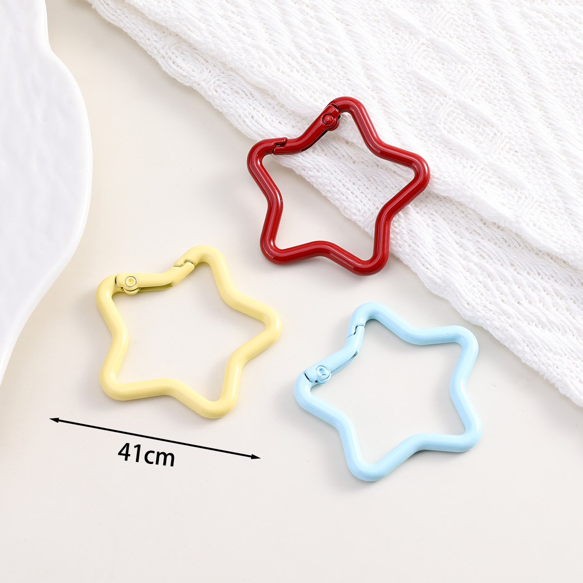 彩色五角星弹簧扣开口环 diy饰品配件箱包挂饰合金烤漆星星钥匙扣详情6