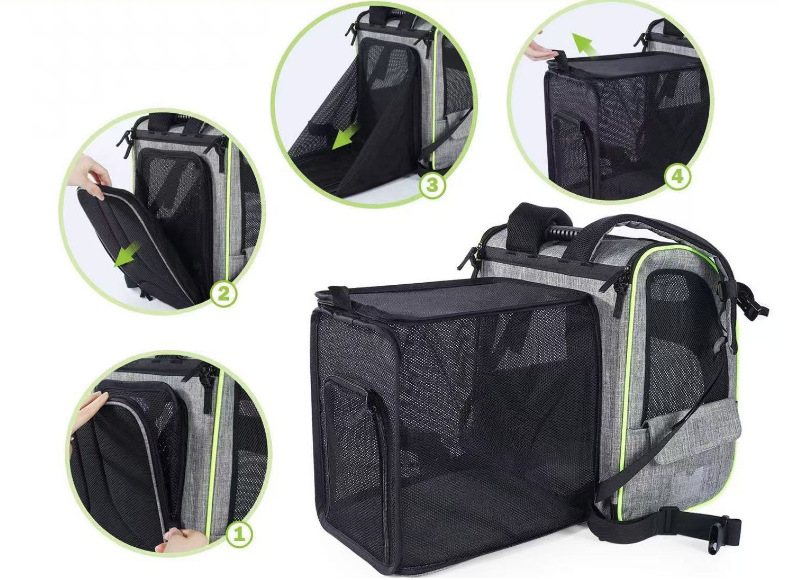 Rongka Pet Cross-border Double-Back Extendable Pet Bag, Foldable Portable Cat Bag, Large Capacity Double-Shoulder Pet Bag, Pet Travel Cat Bag pic 6