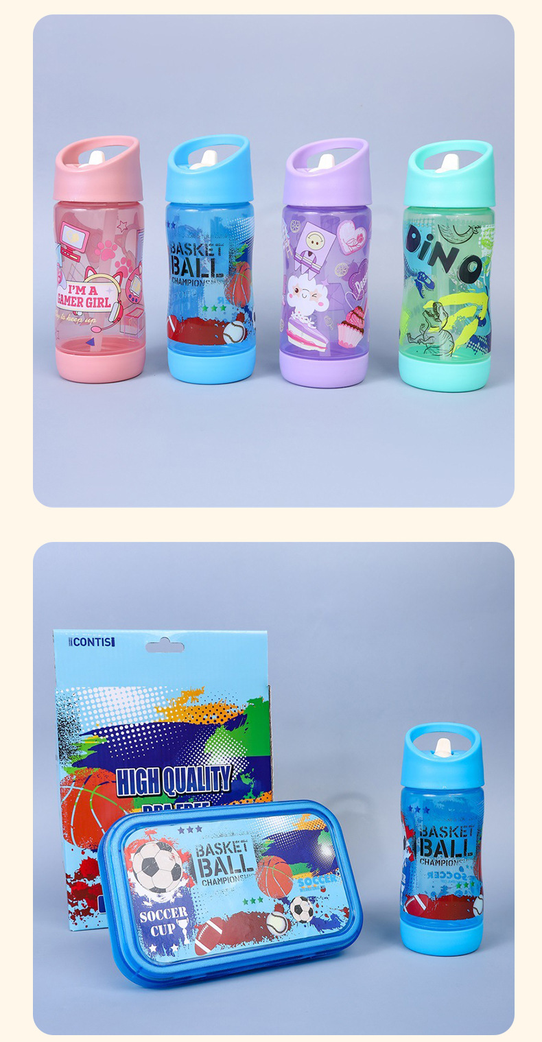 跨境热卖儿童便当盒学生宿舍便捷饭盒厂家直供卡通水杯饭盒套装详情9