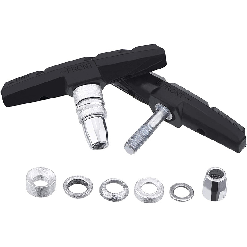 Bicycle brake pads with hexagonal nut washers, anti-slip and noise-free mountain bike V-brake leather accessory set pic 3