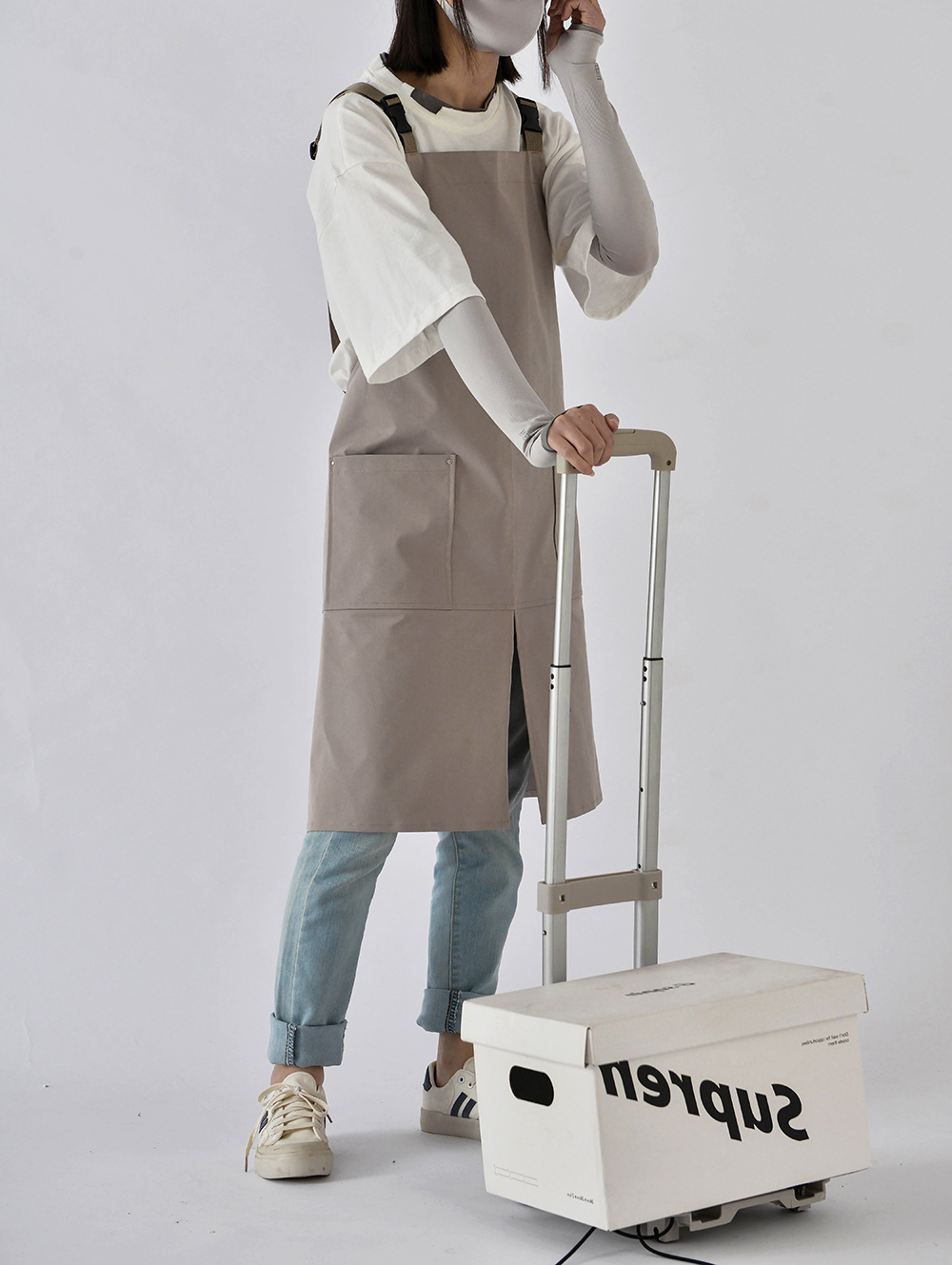 外贸工厂韩日防水式咖啡餐厅帆布围裙罩衣工作服围兜纯棉厨房制服详情6