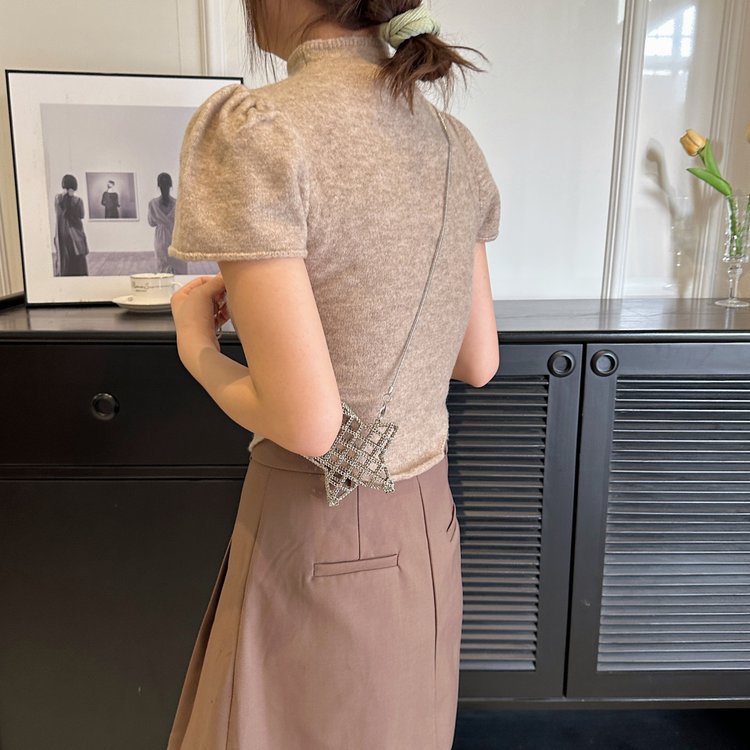 跨境2024夏新款小香风镂空金属星星包晚宴包单肩斜挎气质链条女包详情185