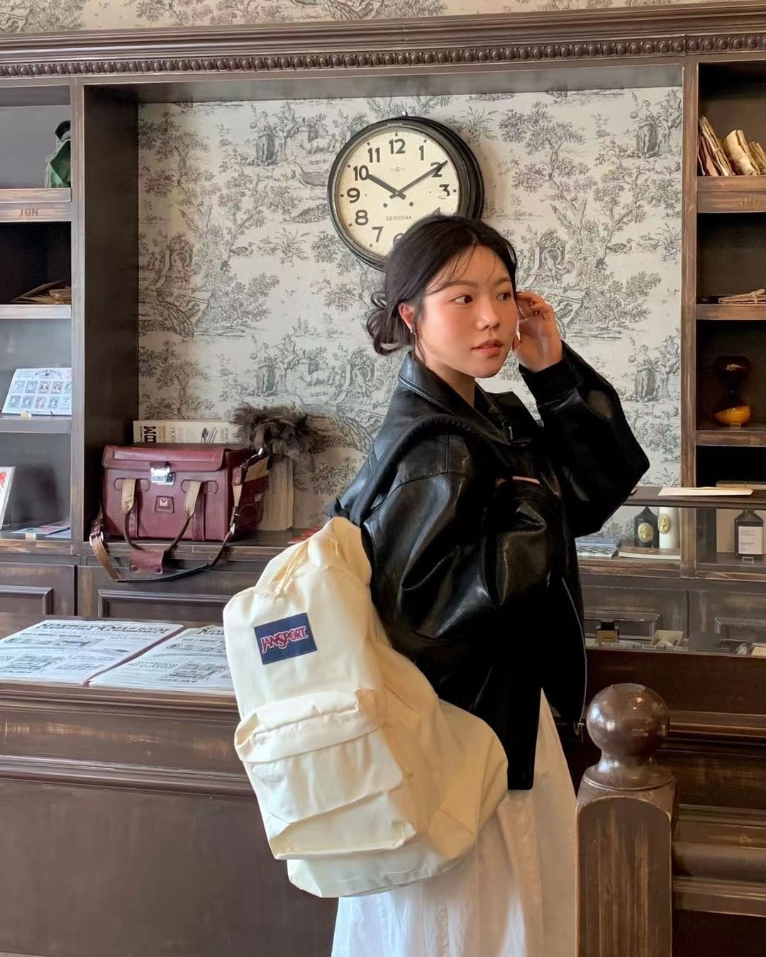 跨境外贸JANSPORT双肩包学生书包男女款背包蝶漾青漾雾霾蓝可代发详情43