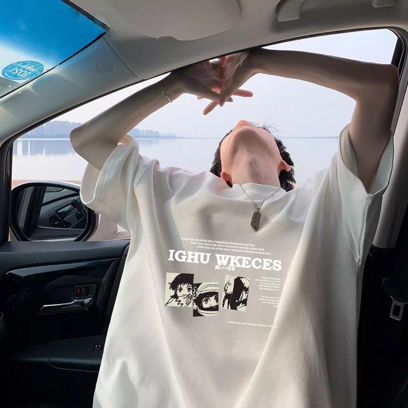 100%纯棉短袖t恤男夏季新款美式复古潮牌宽松半袖青年帅气上衣详情9