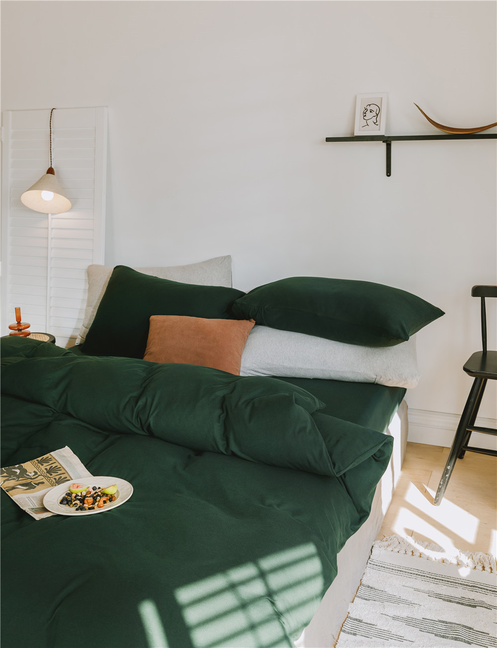 ins Japanese-style solid color all-cotton knitted cotton four-piece set, skin-friendly nude sleeping plain double-layer Indian cotton bed sheet pic 7