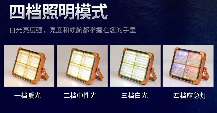 太阳能照明灯户外灯爆亮投光灯防水应急野外露营便携灯挂钩露营灯详情14