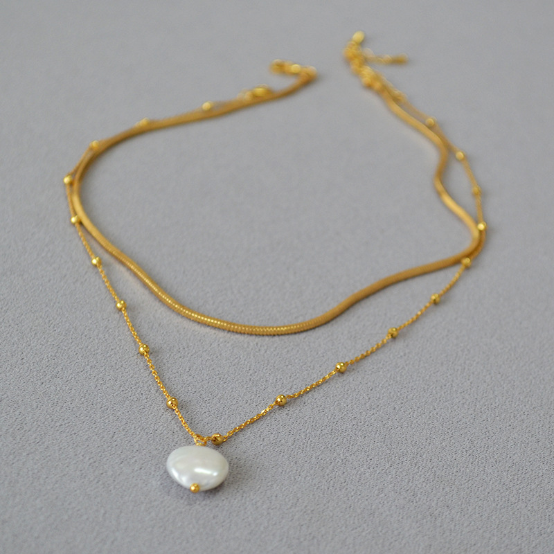 白百何李一桐巴洛克珍珠项链女叠戴蛇骨链设计高级感锁骨链详情10