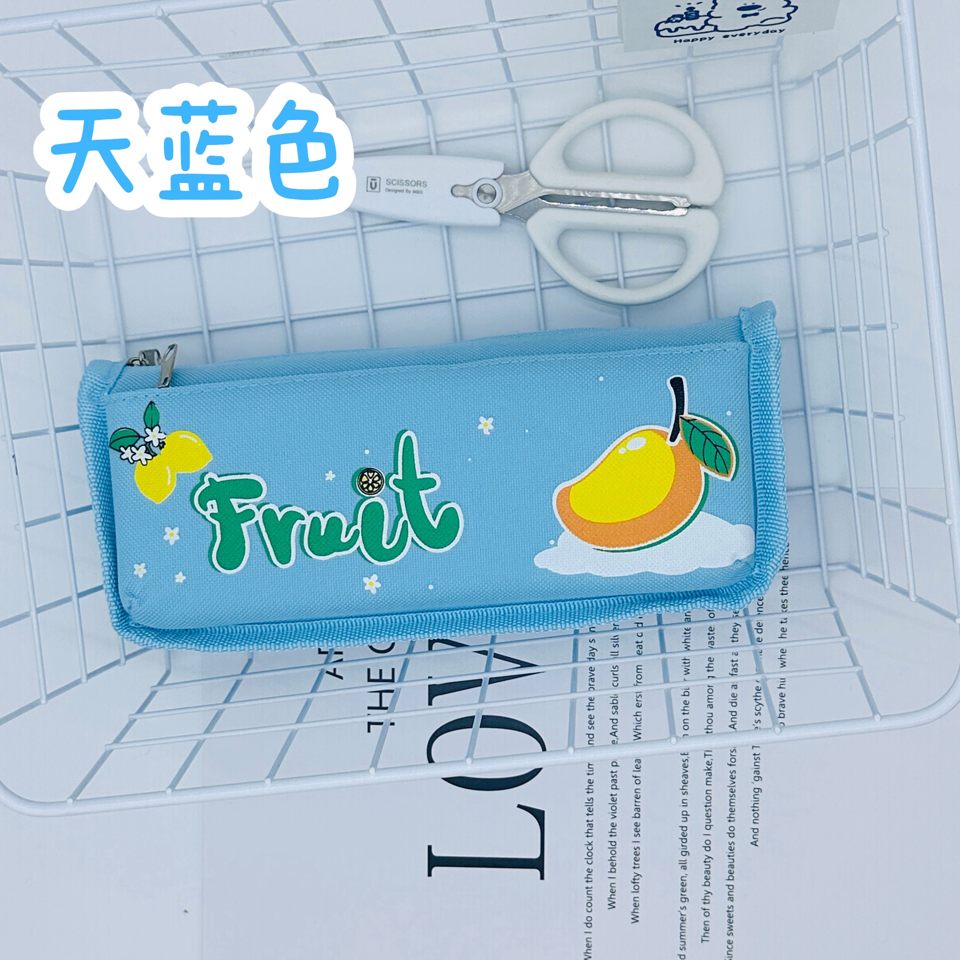 女生可爱奶呼呼笔袋双层大容量学生文具盒简约卡通ins风铅笔盒详情5