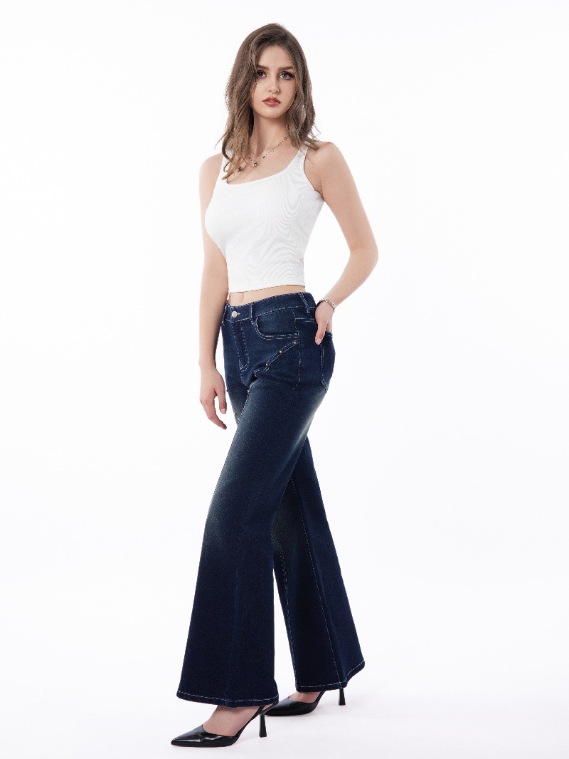 Cross-border 2025 nuevo comercio exterior europa y Estados Unidos ropa de mujer retro holgada micro trompe jeans mujeres casual versátil mop pants pic 11