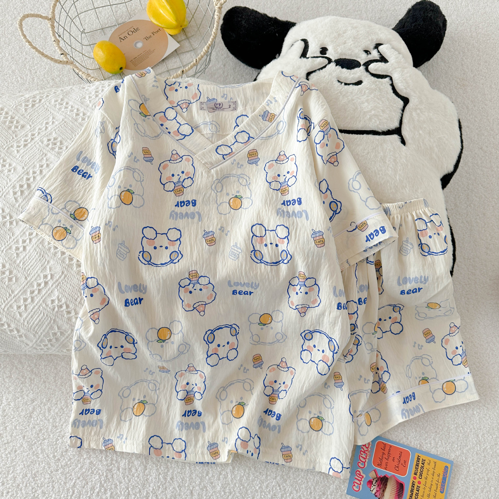 亚马逊休闲爆款夏季短袖云朵棉睡衣女宽松舒适ins抖音网红家居服详情6