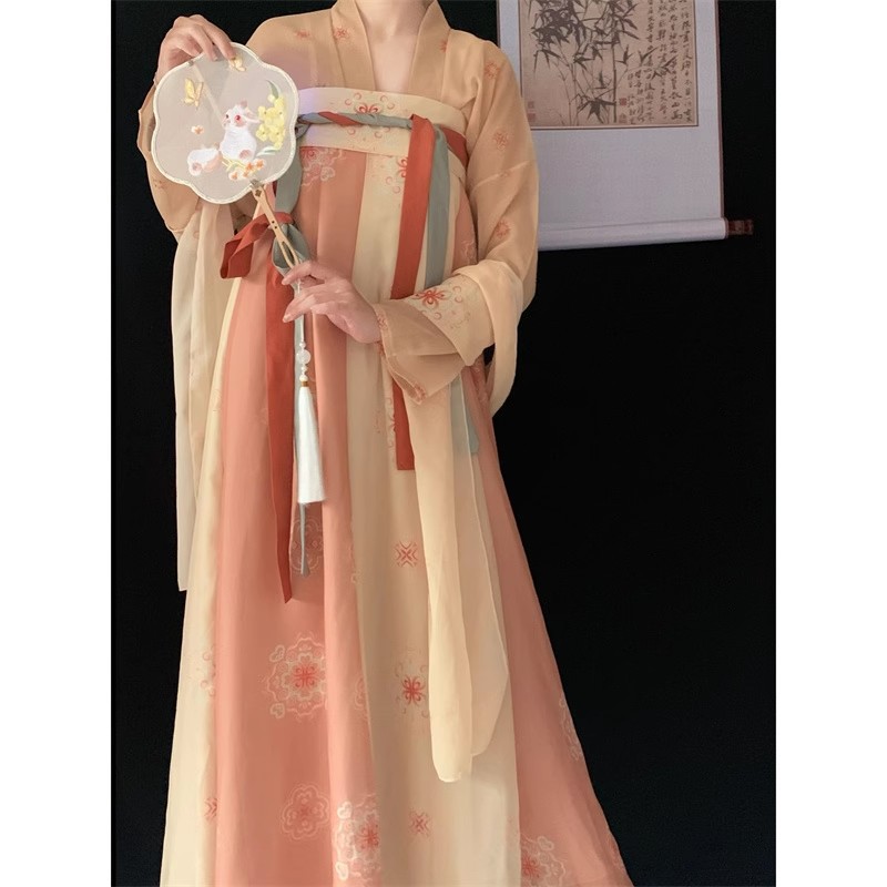 国潮-汉服女扶摇唐制一片式齐胸破裙印花复原款中国风春夏原创白菜显瘦详情2