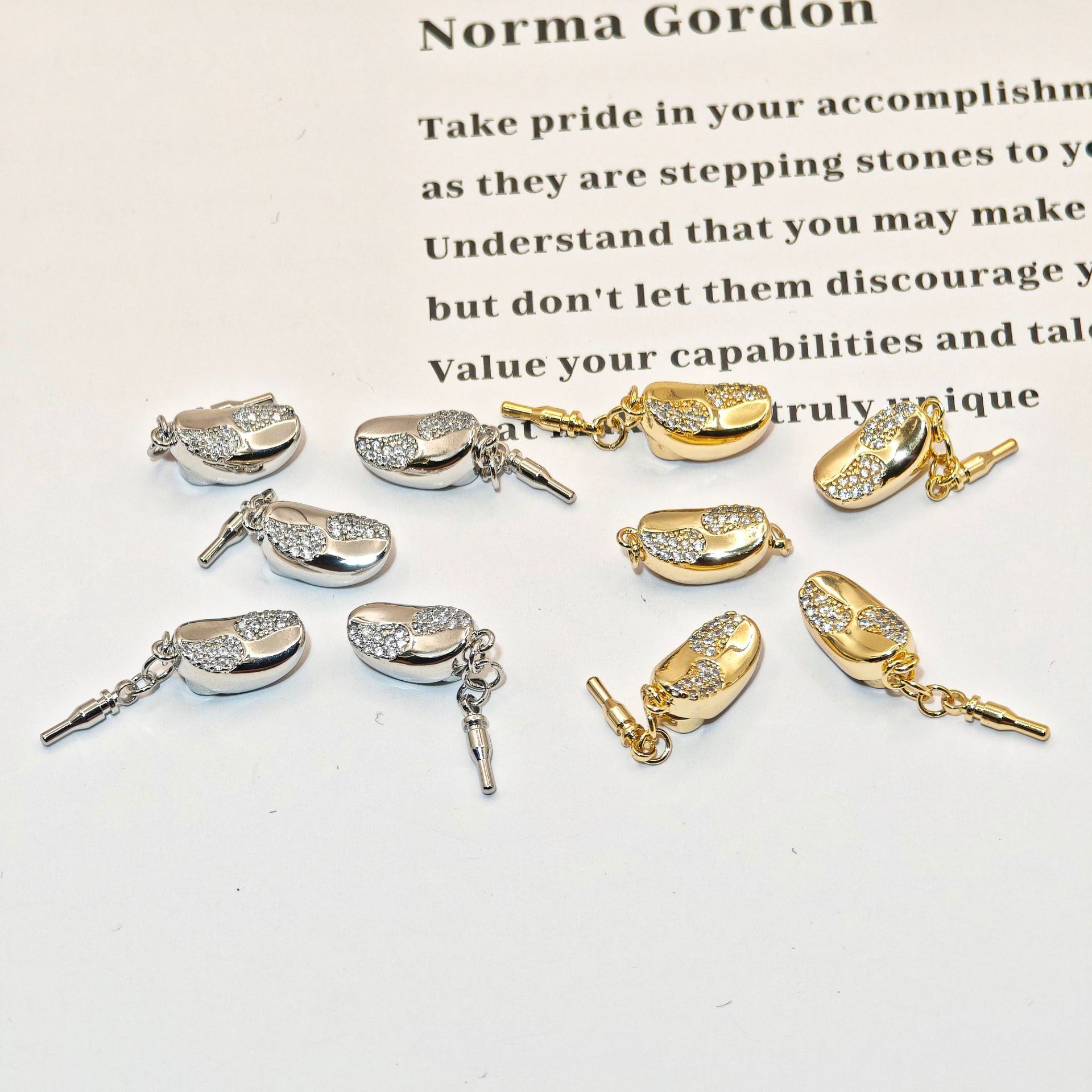 Color-preserving micro-inlaid zircon ingot clasp pearl clasp DIY handmade bracelet necklace connecting clasp accessory piece pic 9