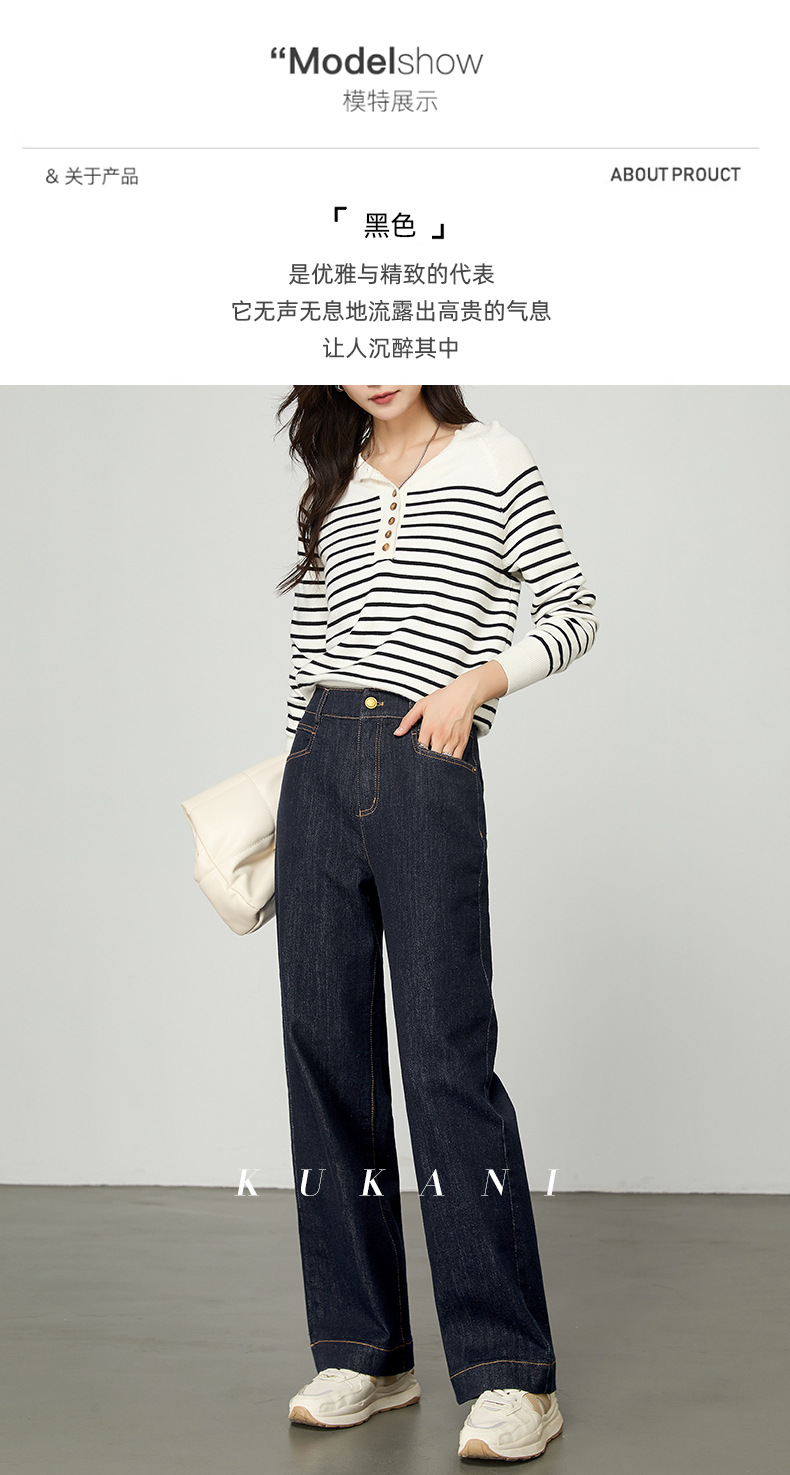 2025秋季新款窄版阔腿牛仔裤女宽松高腰小个子休闲复古直筒九分裤详情34