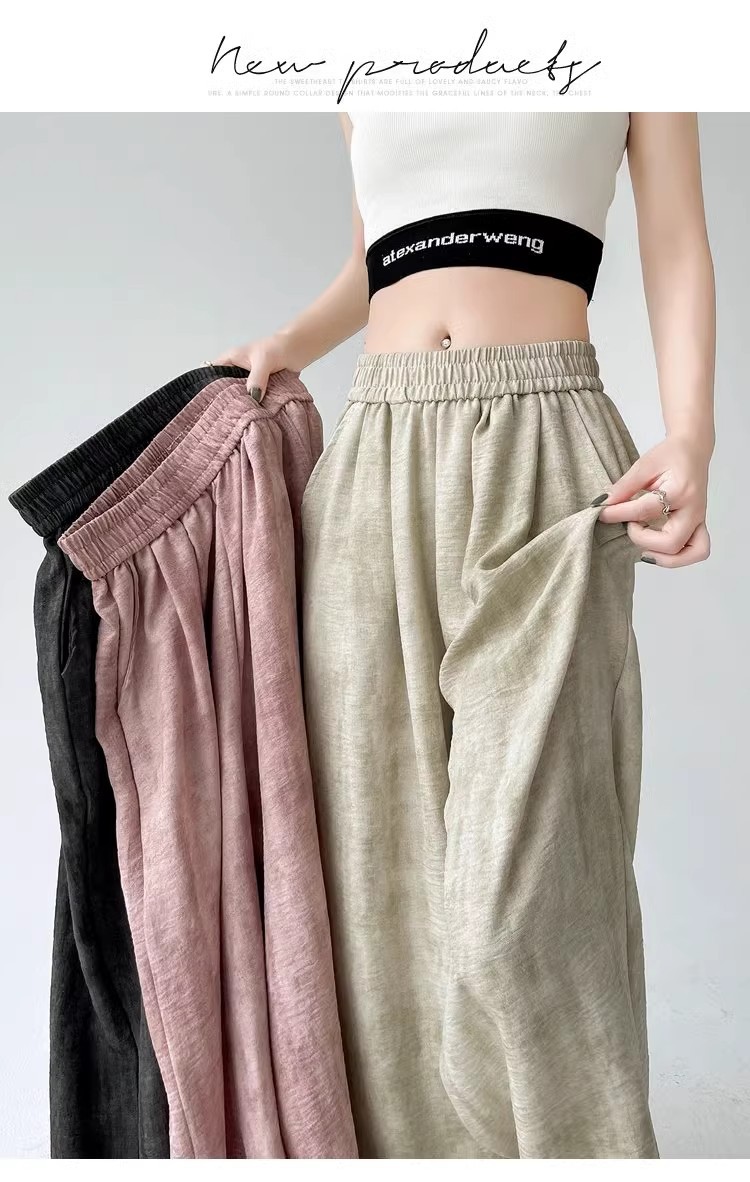 Tie-dyed ice silk cotton linen Chinese-style thin wide-leg pants for women, sun protection, summer drape, loose straight-leg high-waisted Chinese-style Yamamoto pants pic 67