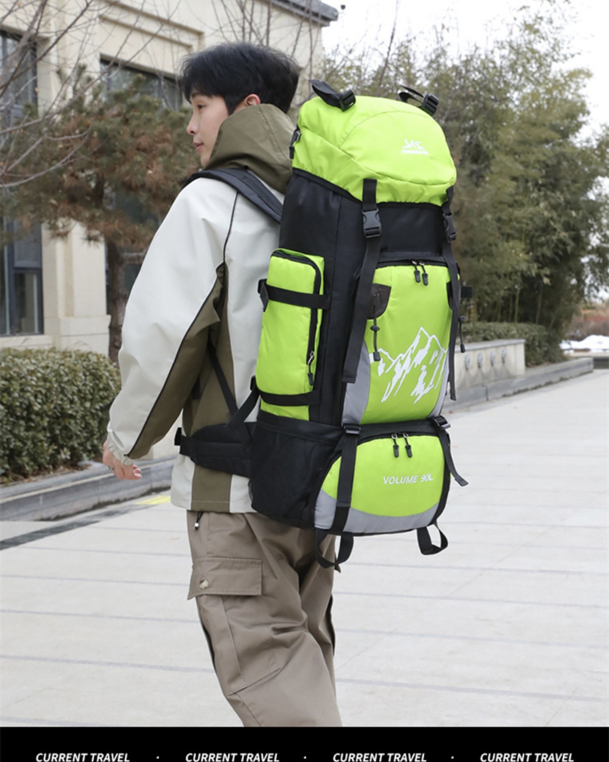 外贸新款登山包男时尚露营穿越运动包户外徒步运动双肩包旅行背包详情13
