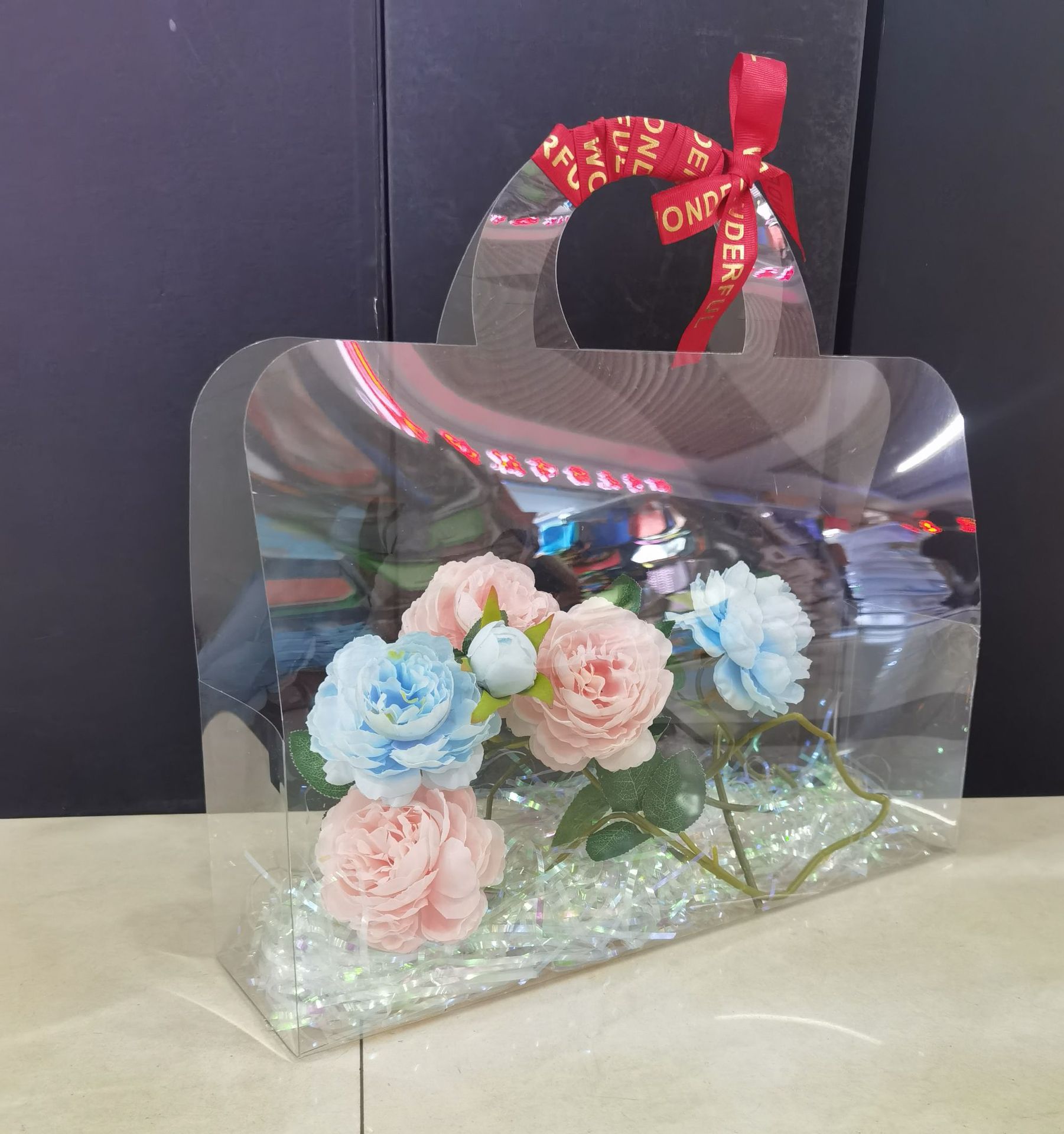 鲜花手提袋高清透明 花束礼品袋 伴手礼花盒 鲜花包装花束手提袋 精美花盒礼品袋详情8