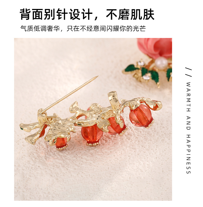 A fresh and delicate peony and zircon flower brooch, a retro pearl fashion pin, a leak-proof clothing accessory, a brooch for women pic 9