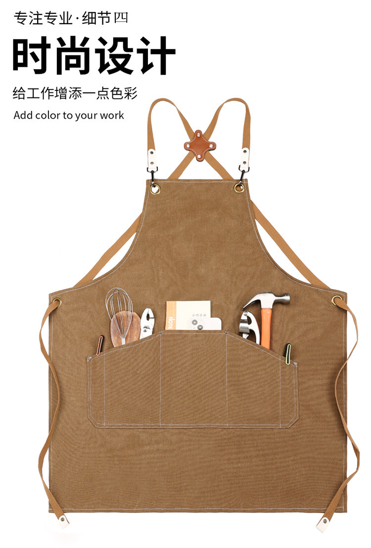 【 Chi Jia 】 Wholesale canvas aprons for home kitchens, thickened waistbands, coffee shops, haircuts, milk tea shops, and work uniforms pic 8