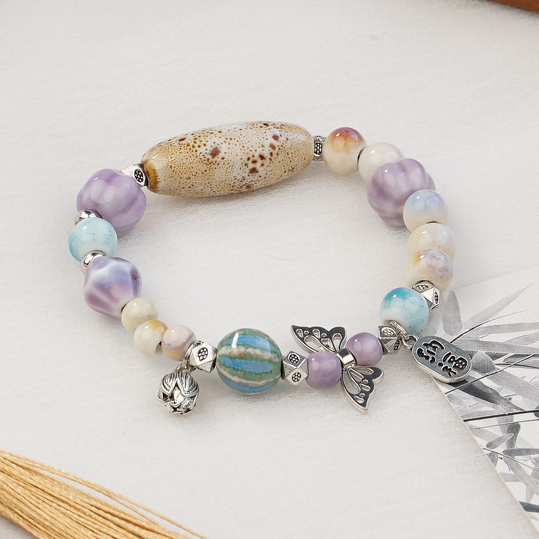 Wholesale Jingdezhen ceramic bracelets, ethnic style bracelets, fresh and cute student bracelets, fashionable handmade accessories, as gifts pic 13