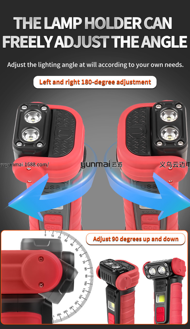 跨境新款COB工作灯磁吸带笔夹多功能强光应急手电筒检修提灯手提式照明工具详情6