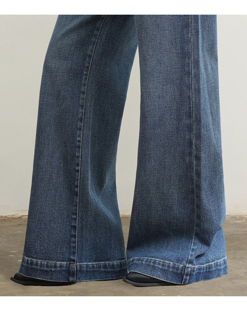 Factory direct sales of new wide-brimmed, slightly flared jeans for women with a loose and slimming drape, flared flared pants, floor-length pants for casual wear pic 15