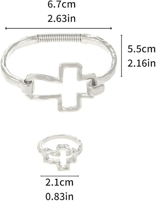 Cross-border exaggerated, versatile, fashionable design, creative cross heart electroplated, simple and trendy style bracelet pic 4