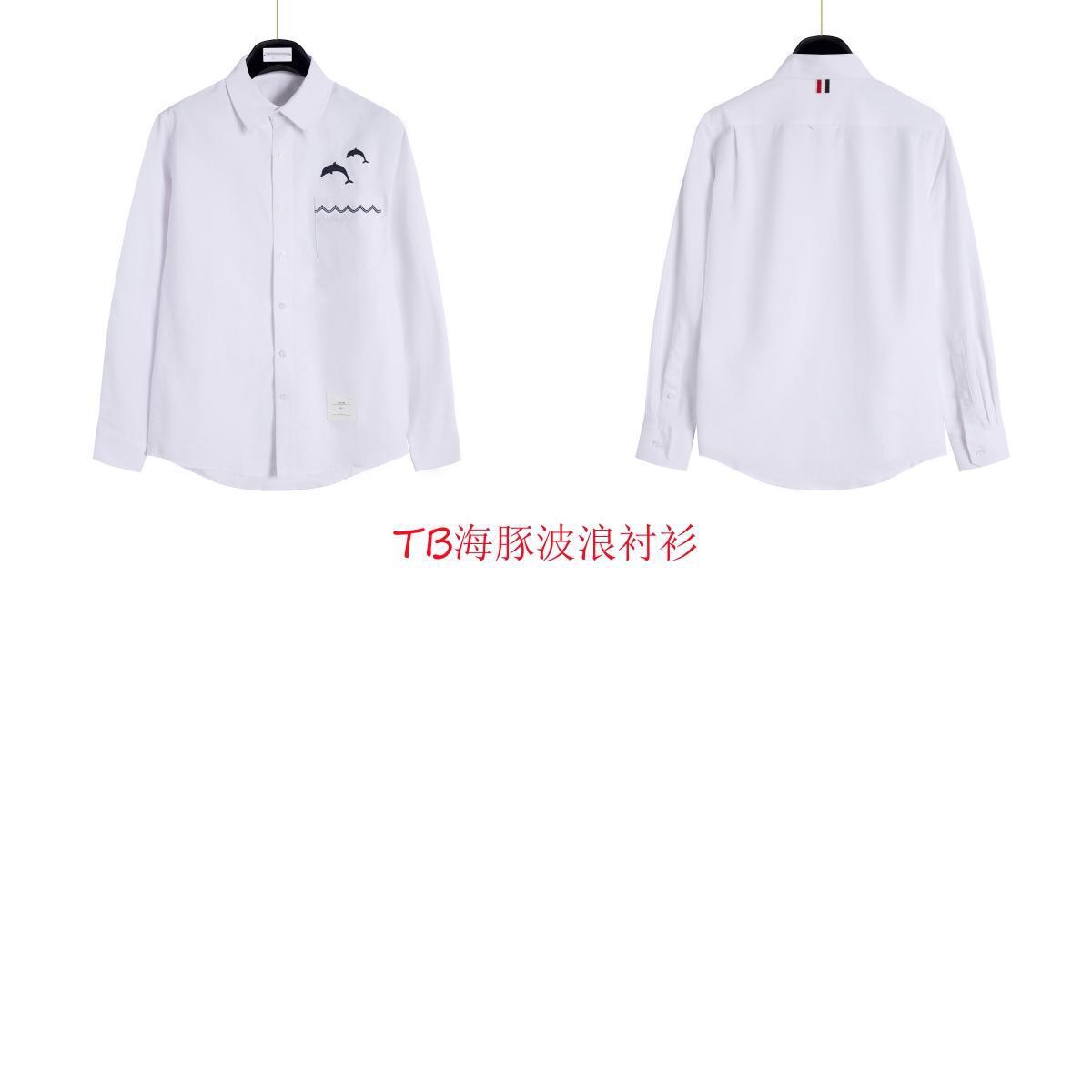 THOM BIRURO女士春秋季新款翻领衬衫男女同款百搭海豚波浪衬衫详情5