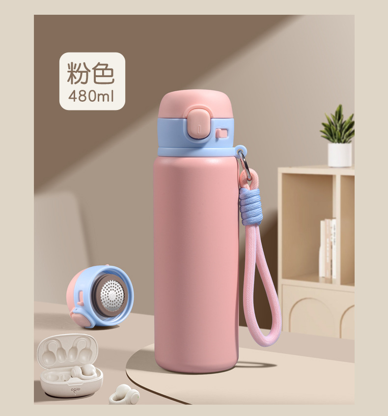 Simple press-type bouncing direct drinking cup, 316 stainless steel insulated, portable high appearance level water cup for female students pic 18