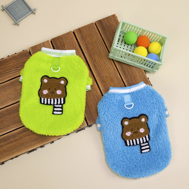 New cartoon printed pet clothing, fleece two-legged hoodie, autumn and winter pullover pet 25 scarf, bear fleece jacket pic 5