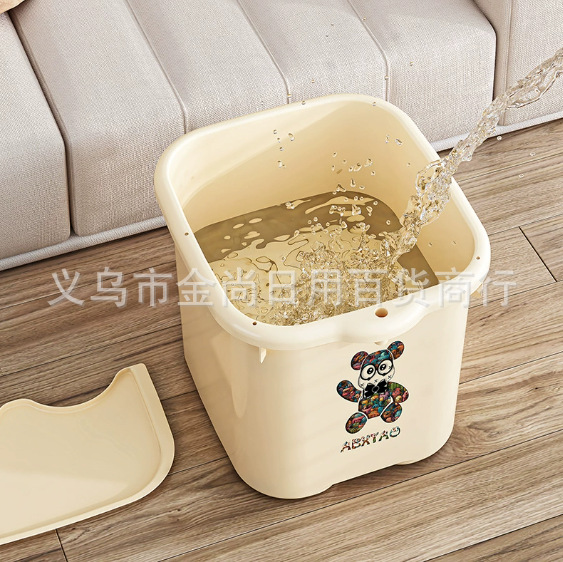 奶油风家用足浴盆高底带按摩洗脚桶泡脚桶养生足浴保温洗脚桶详情3