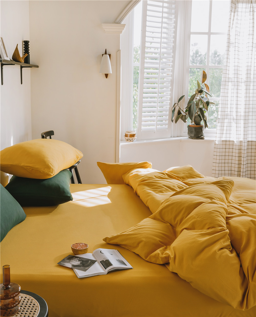 ins Japanese-style solid color all-cotton knitted cotton four-piece set, skin-friendly nude sleeping plain double-layer Indian cotton bed sheet pic 22