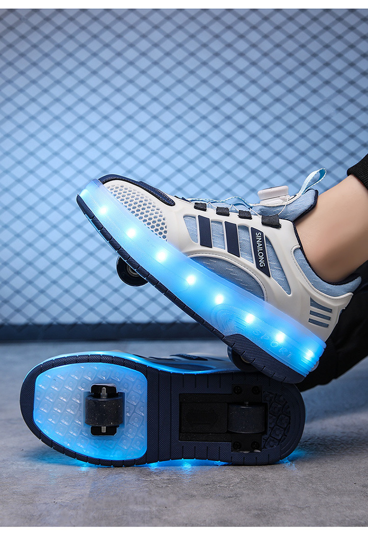 男童暴走鞋滑轮儿童纽扣透气轮滑鞋学生女童四轮溜冰鞋子一件代发详情14