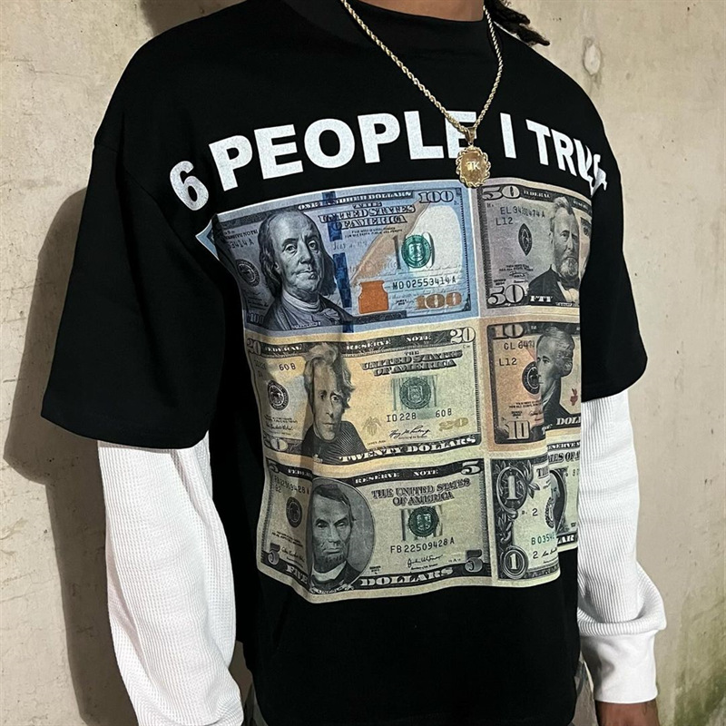 round-neck long-sleeved T-shirt hip-hop street trend print  pic 2