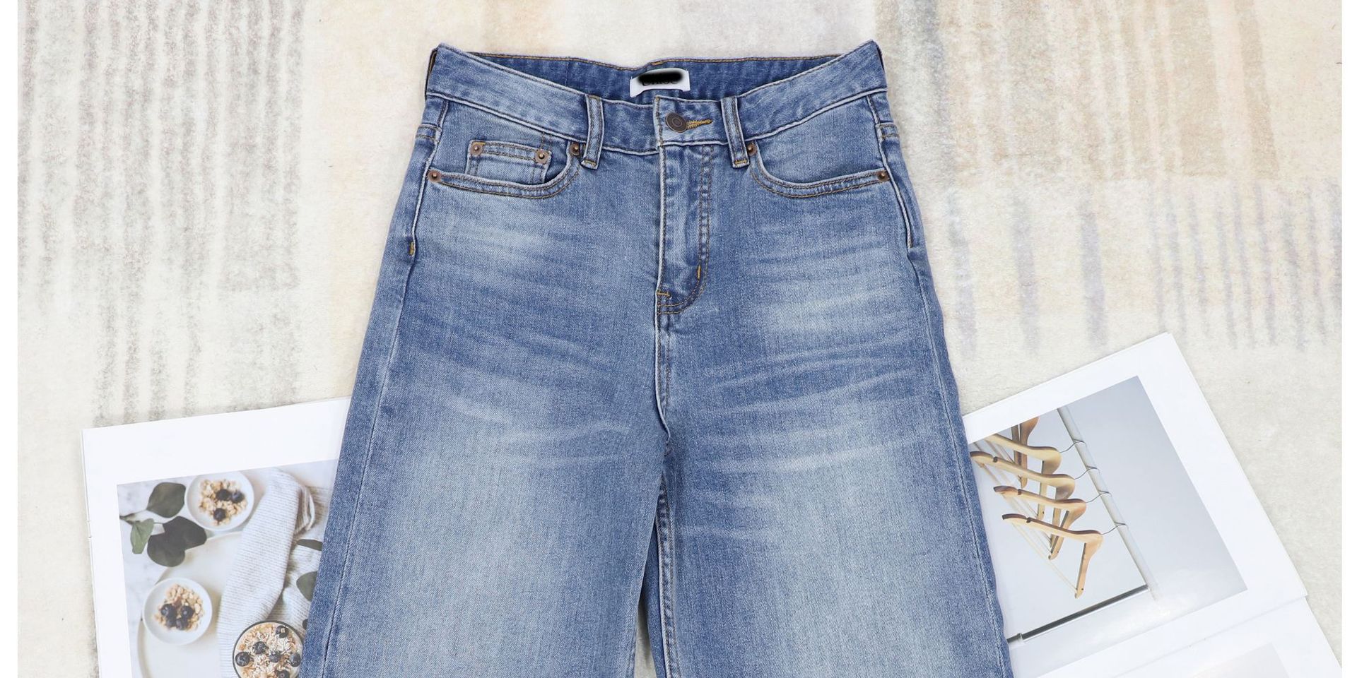 C brand straight-leg jeans for women, blue, versatile, fitted, high-waisted, flared nine-inch trousers for women 2026 early Spring pic 9