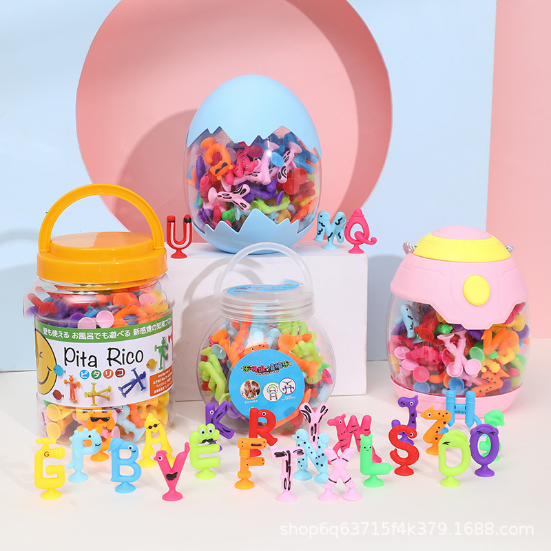 热销新款卡通吸盘字母玩具吸吸粘粘乐洗澡坐车过家家玩具详情3