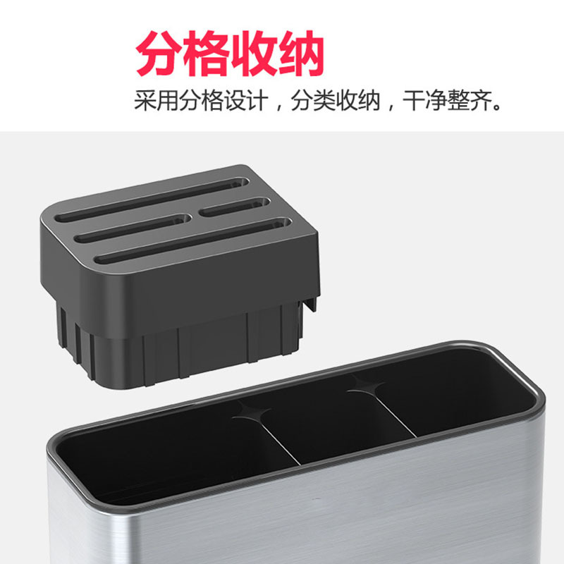 跨境新款厨房不锈钢餐具桶家用刀具收纳架筷子笼一体多功能置物架详情5