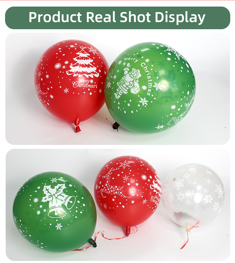 Christmas balloon party, red and dark green shopping mall decoration scene, Santa Claus, snowflake, latex thickened balloons pic 9
