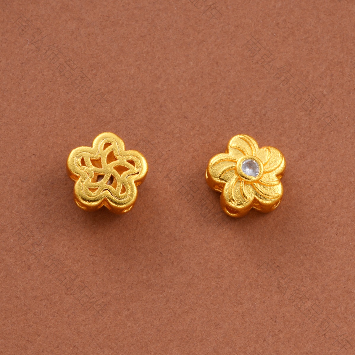 Ancient-style Vietnamese sand gold color retention inlaid zirconium flower bead pendant, bracelet, necklace clasp, DIY jewelry accessories pic 10