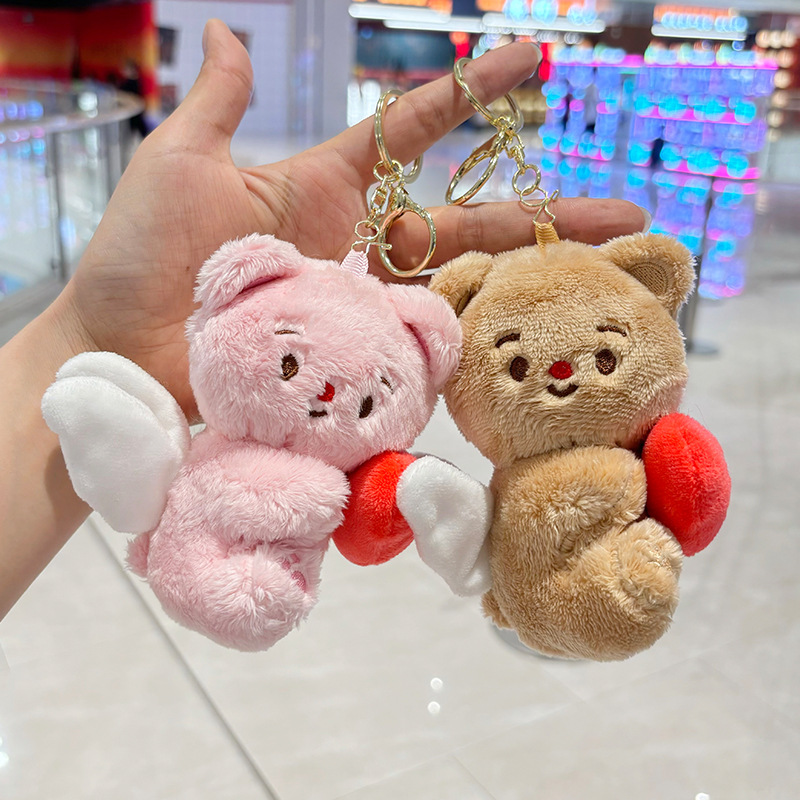 网红卡通黄油小熊毛绒玩具公仔儿童学生包包钥匙扣娃娃小玩偶挂件详情2