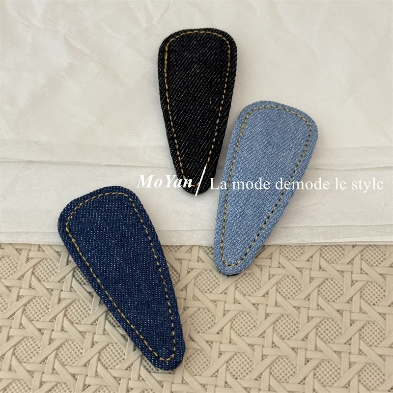 复古简约牛仔蓝高级感新款发夹碎发发卡刘海BB夹气质百搭侧边夹子详情12