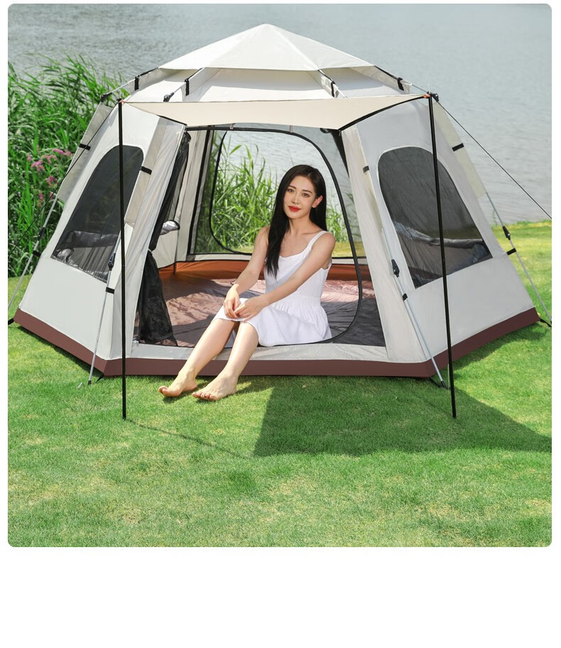 厂家批发六角大帐篷全自动弹开露营野营户外加厚防雨郊游便携装备详情21