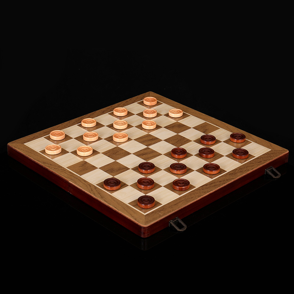 无磁性二合一国际象棋跳棋木质含双后专业级棋牌桌游玩具厂家外贸详情24
