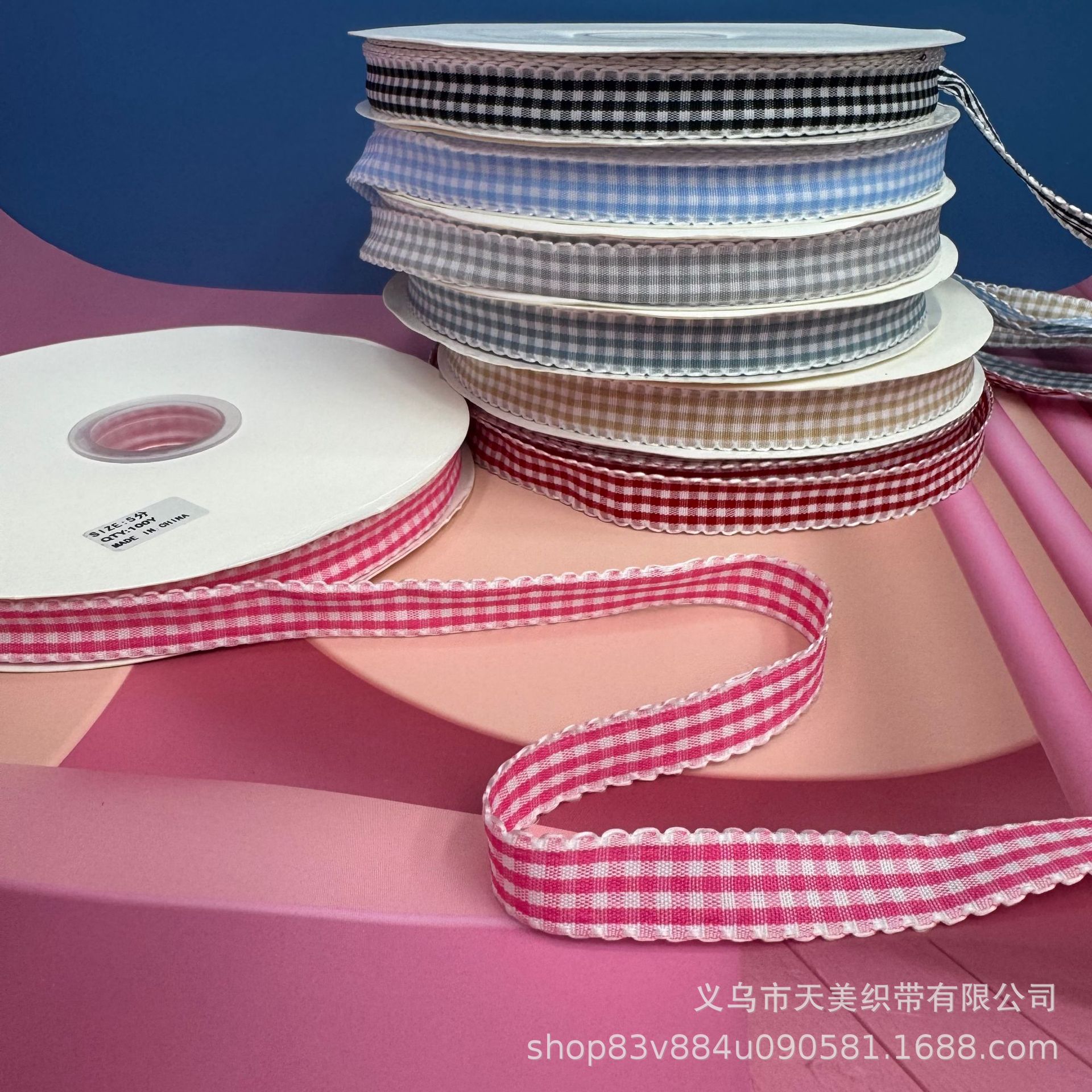 Black fungus edge checkered tape 1-4 cm wide wavy macaron colorful woven tape for cake baking DIY colorful checkered tape pic 3