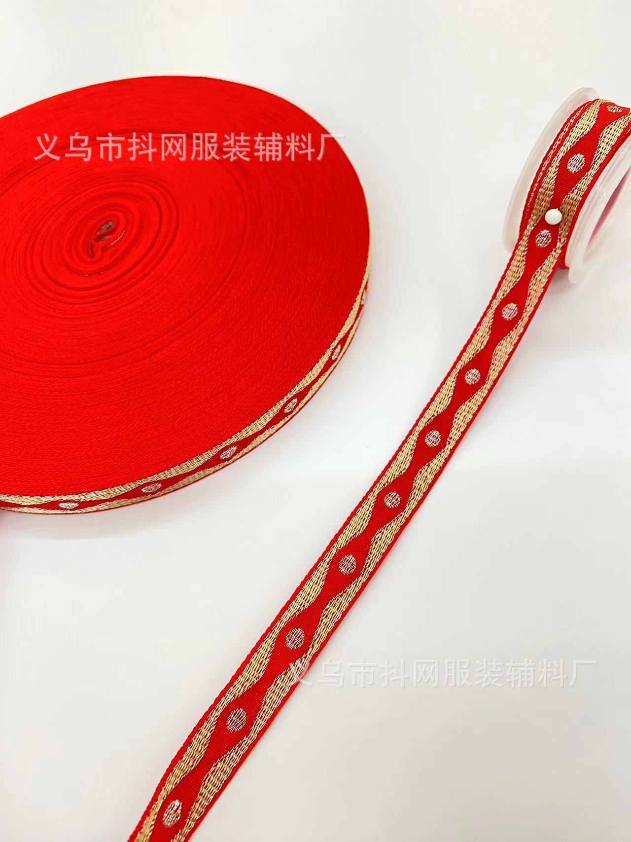 1.0-1.7厘米大红色中国风喜庆织带蝴蝶结少数民族服装辅料批发详情67