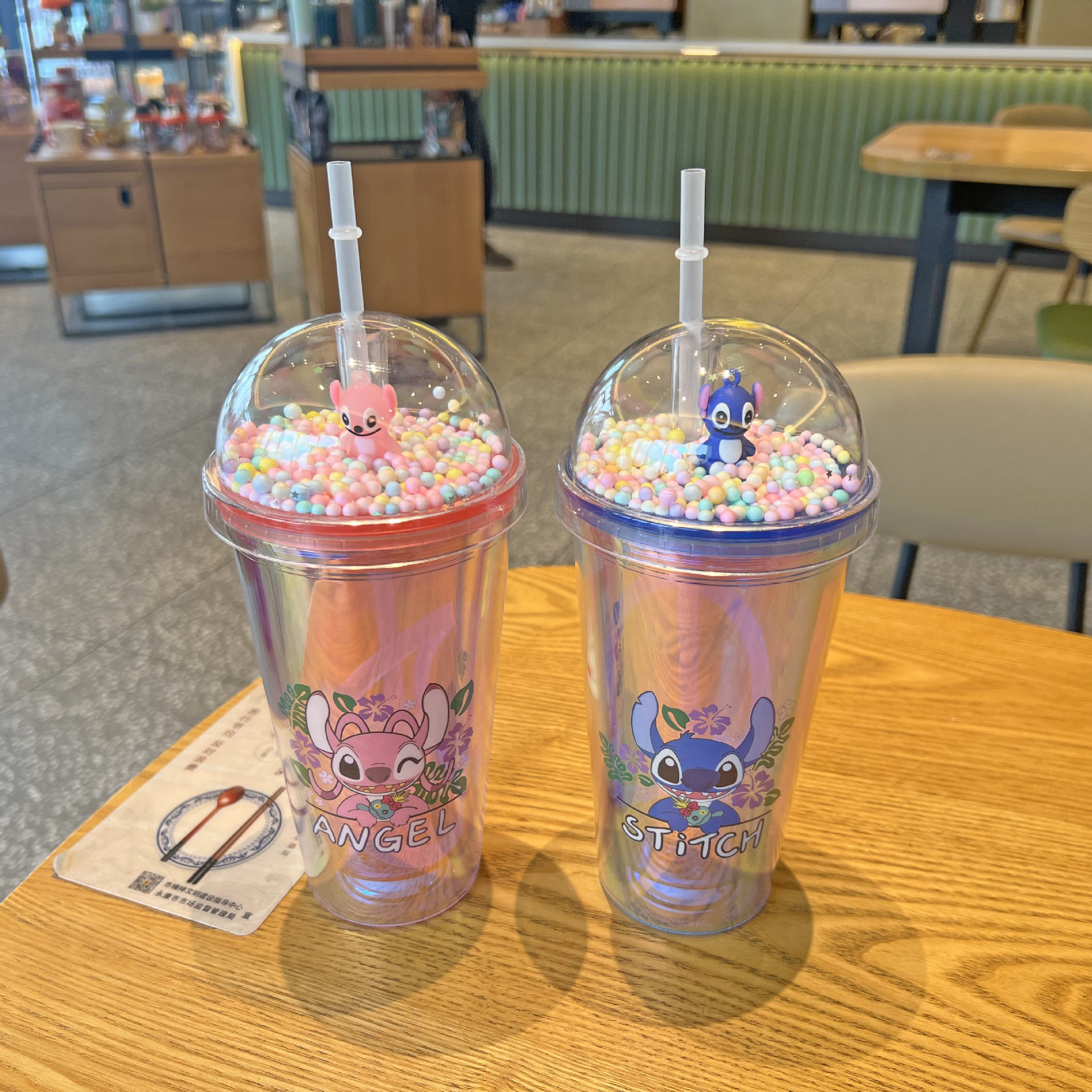 跨境新款三丽欧水杯批发双层观景塑料杯儿童卡通库洛米镭射吸管杯详情20
