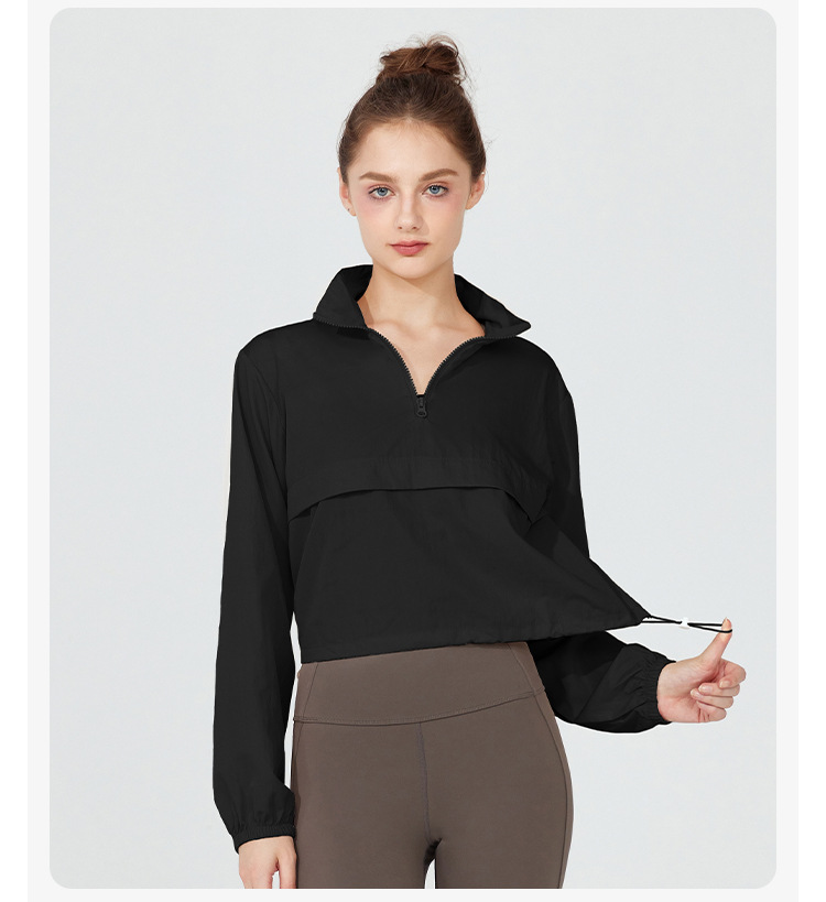 Windproof down jacket, thin casual sun protection yoga wear, smock top, long-sleeved, loose sports jacket for spring and summer, women pic 27