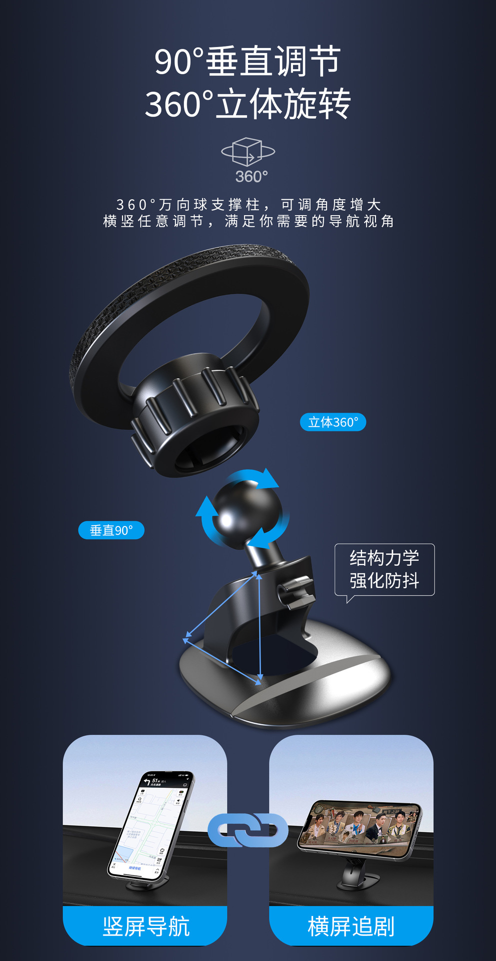 磁吸手机支架汽车出风口磁铁手机支架车载粘贴magsafe磁性导航架详情2