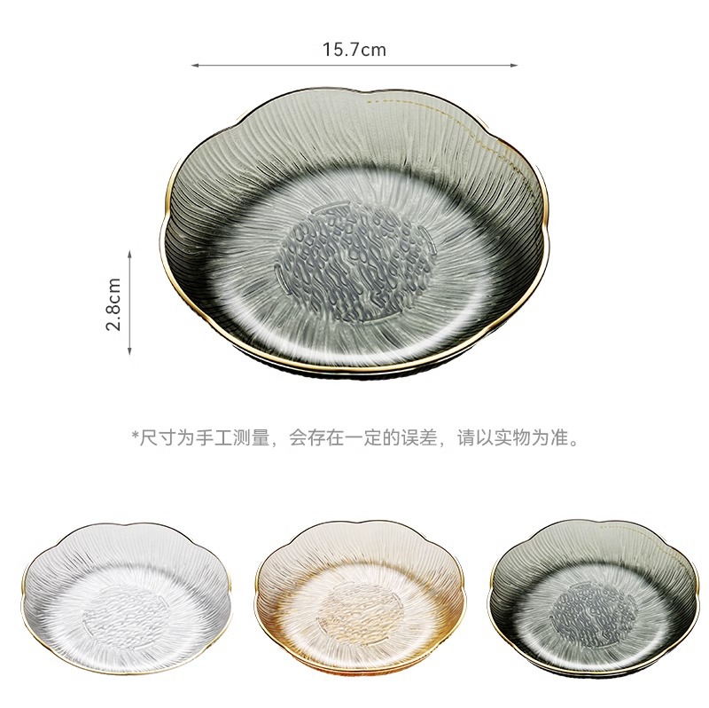 北欧轻奢甜品水果零食盘玻璃果盘黑色密胺餐具套装玻璃餐具套装项链水晶玻璃日用品百货玻璃盒子详情17