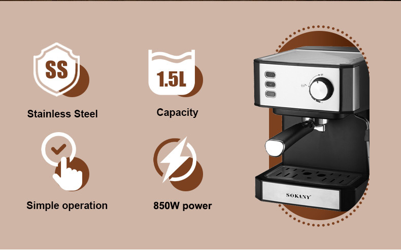 110V cross-border consignment Italian household coffee extraction machine, office steam milk foam semi-automatic integrated machine pic 3
