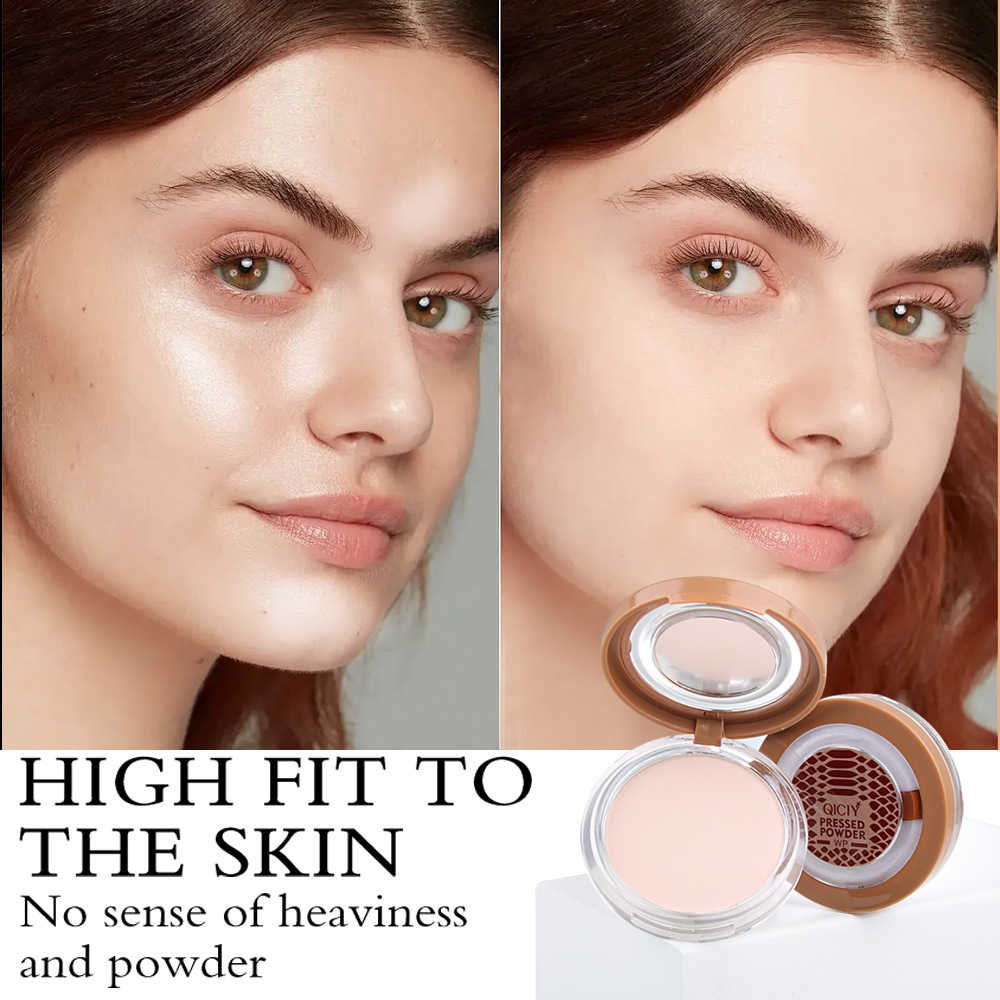 跨境专供QICIOY 6色粉饼定妆粉透明蜜粉补妆持久防水哑光粉饼批发详情10
